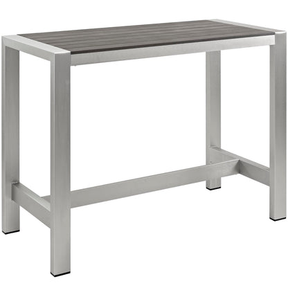 Modway - Shore Outdoor Patio Aluminum Rectangle Bar Table by Modway  Outdoor Furniture Bar and Dining Gray - EEI-2253-SLV-GRY