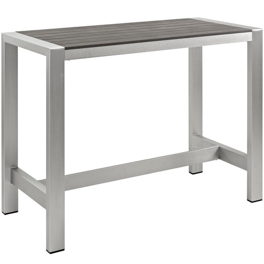 Modway - Shore Outdoor Patio Aluminum Rectangle Bar Table by Modway  Outdoor Furniture Bar and Dining Gray - EEI-2253-SLV-GRY