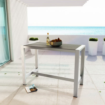 Modway - Shore Outdoor Patio Aluminum Rectangle Bar Table by Modway  Outdoor Furniture Bar and Dining Gray - EEI-2253-SLV-GRY