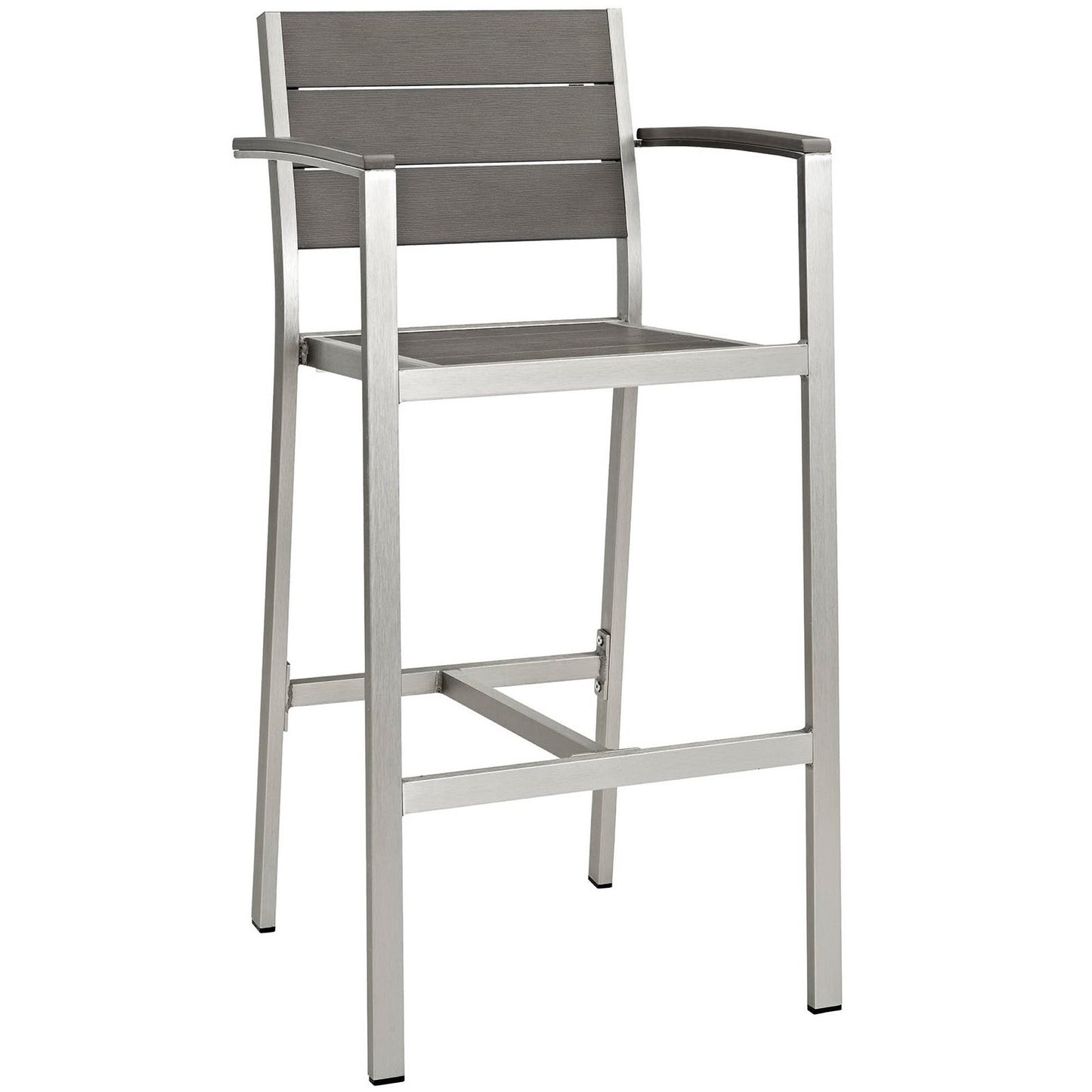 Modway - Shore Outdoor Patio Aluminum Bar Stool by Modway  Outdoor Furniture Bar and Dining Gray - EEI-2254-SLV-GRY