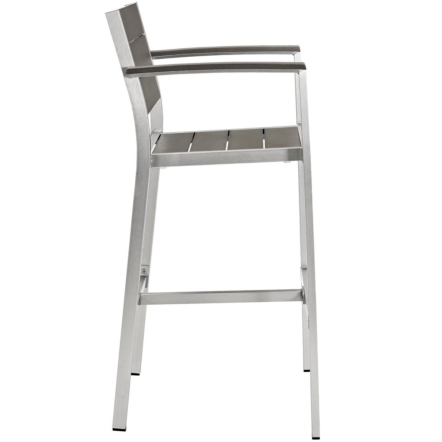 Modway - Shore Outdoor Patio Aluminum Bar Stool by Modway  Outdoor Furniture Bar and Dining Gray - EEI-2254-SLV-GRY