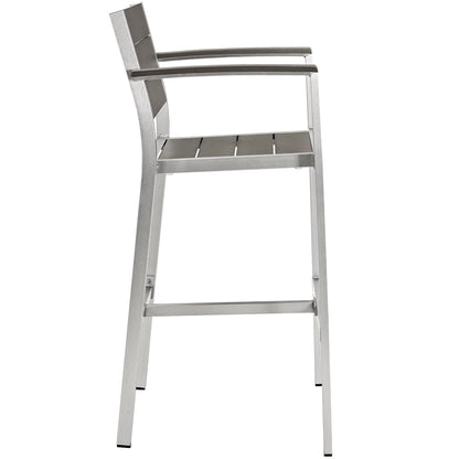 Modway - Shore Outdoor Patio Aluminum Bar Stool by Modway  Outdoor Furniture Bar and Dining Gray - EEI-2254-SLV-GRY