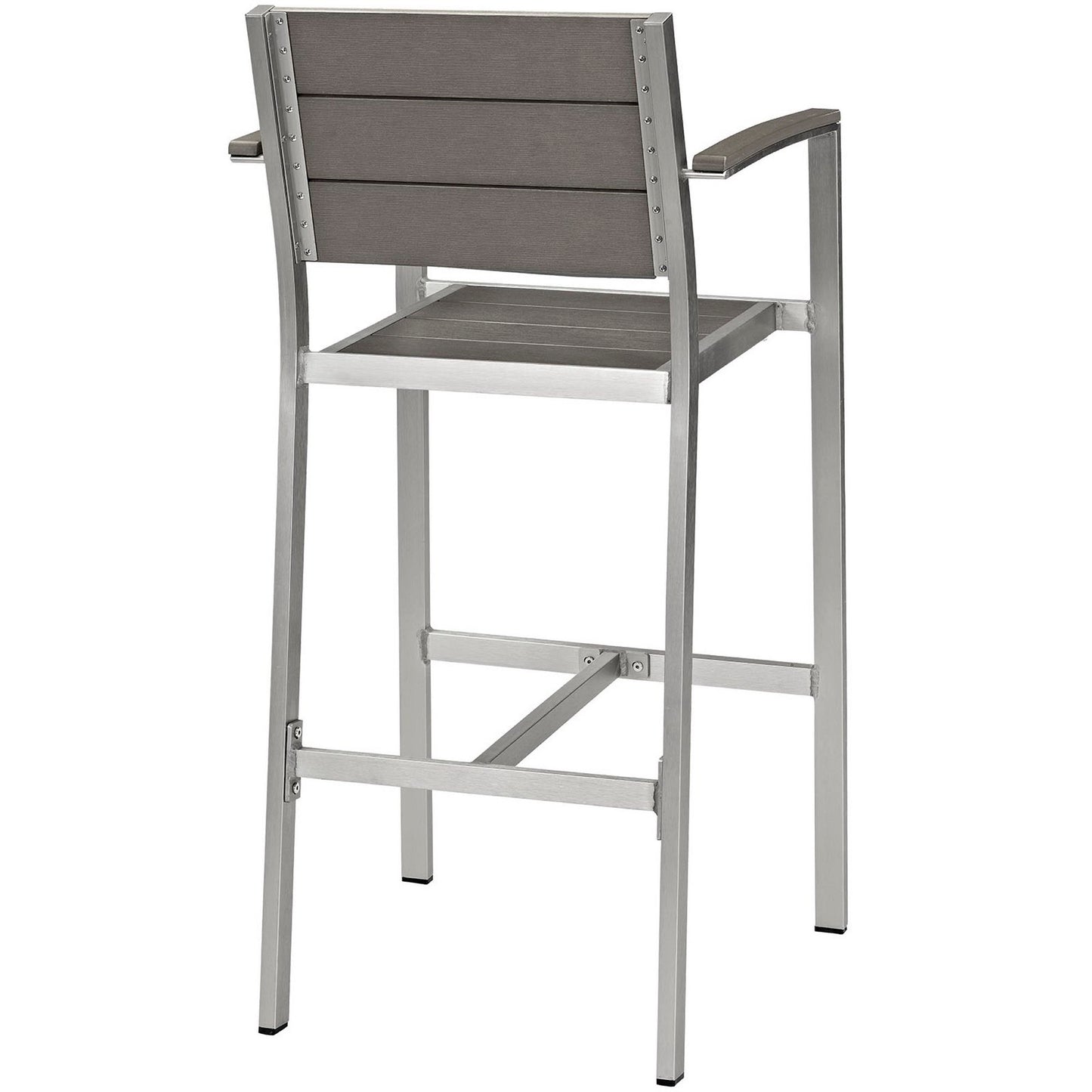 Modway - Shore Outdoor Patio Aluminum Bar Stool by Modway  Outdoor Furniture Bar and Dining Gray - EEI-2254-SLV-GRY