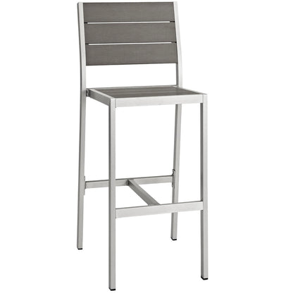 Modway - Shore Outdoor Patio Aluminum Armless Bar Stool by Modway  Outdoor Furniture Bar and Dining Gray - EEI-2255-SLV-GRY