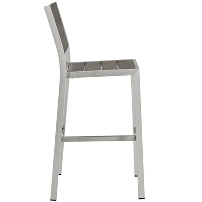 Modway - Shore Outdoor Patio Aluminum Armless Bar Stool by Modway  Outdoor Furniture Bar and Dining Gray - EEI-2255-SLV-GRY