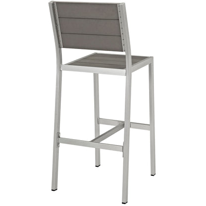 Modway - Shore Outdoor Patio Aluminum Armless Bar Stool by Modway  Outdoor Furniture Bar and Dining Gray - EEI-2255-SLV-GRY