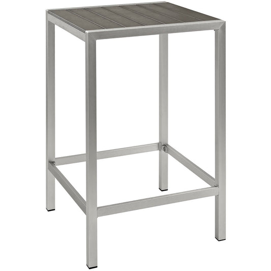 Modway - Shore Outdoor Patio Aluminum Bar Table by Modway  Outdoor Furniture Bar and Dining Gray - EEI-2256-SLV-GRY