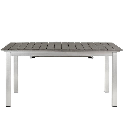Modway Outlet Shore Outdoor Patio Aluminum Dining Table by Modway  Outdoor Furniture Furniture Silver Gray - EEI-2257-SLV-GRY