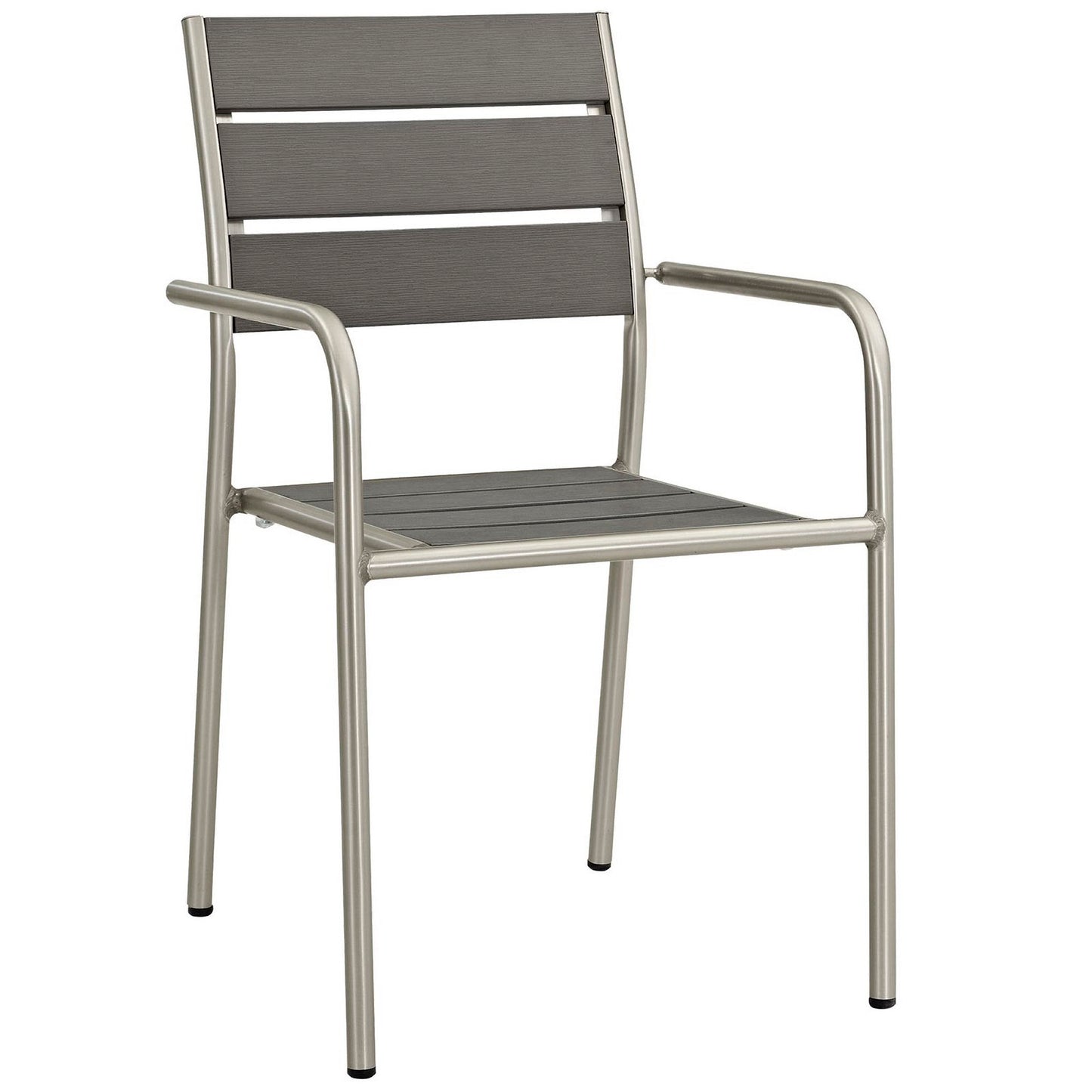 Modway Outlet Shore Outdoor Patio Aluminum Dining Rounded Armchair by Modway  Outdoor Furniture Furniture Silver Gray - EEI-2258-SLV-GRY