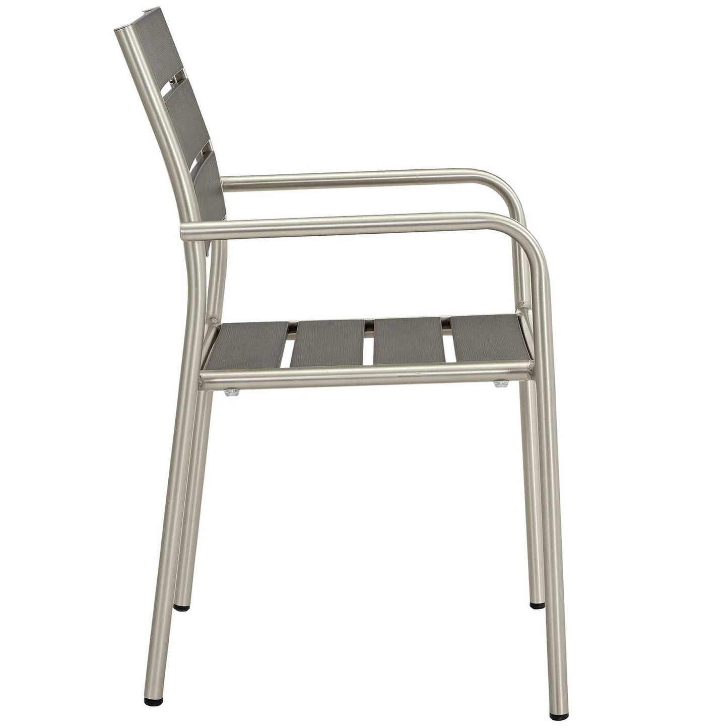 Modway Outlet Shore Outdoor Patio Aluminum Dining Rounded Armchair by Modway  Outdoor Furniture Furniture Silver Gray - EEI-2258-SLV-GRY