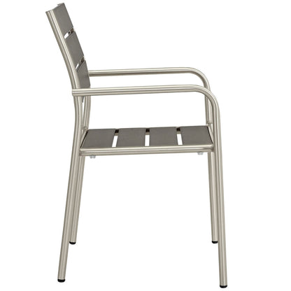 Modway Outlet Shore Outdoor Patio Aluminum Dining Rounded Armchair by Modway  Outdoor Furniture Furniture Silver Gray - EEI-2258-SLV-GRY