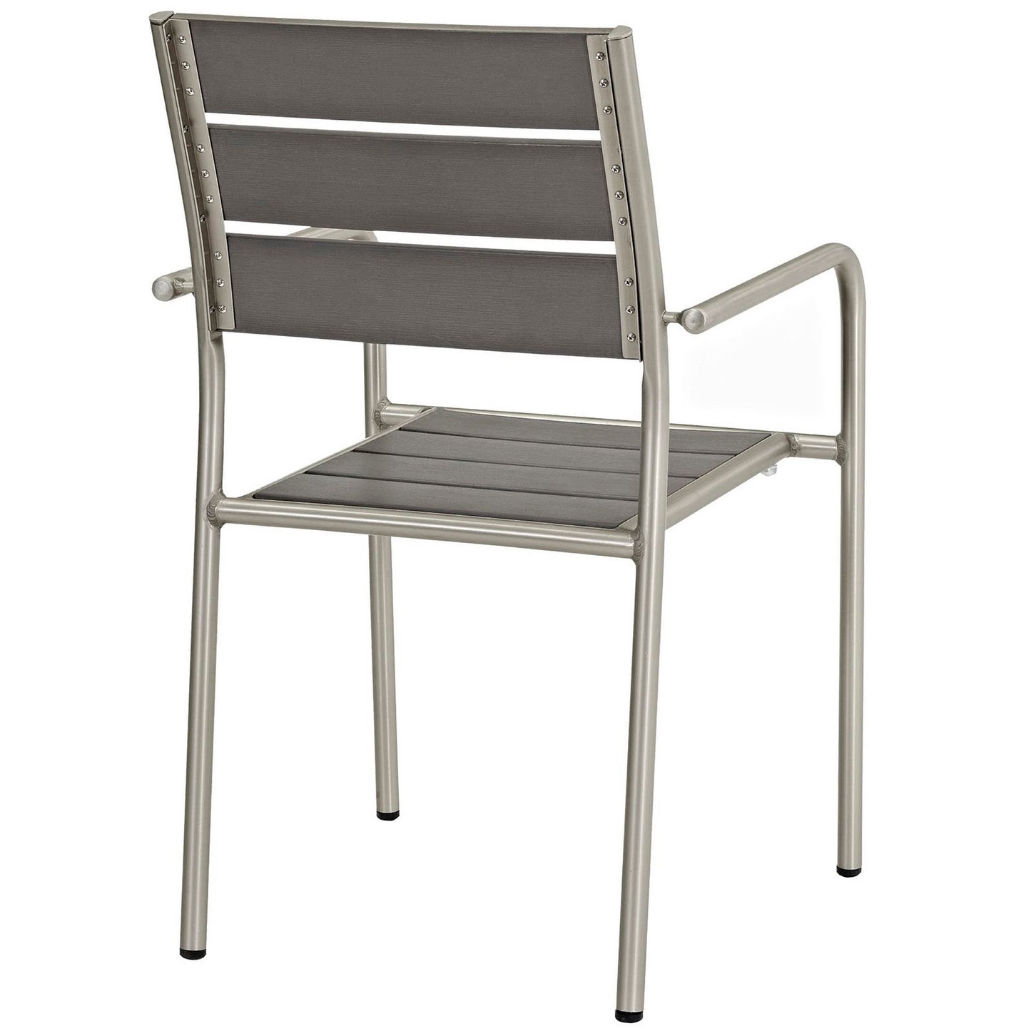 Modway Outlet Shore Outdoor Patio Aluminum Dining Rounded Armchair by Modway  Outdoor Furniture Furniture Silver Gray - EEI-2258-SLV-GRY