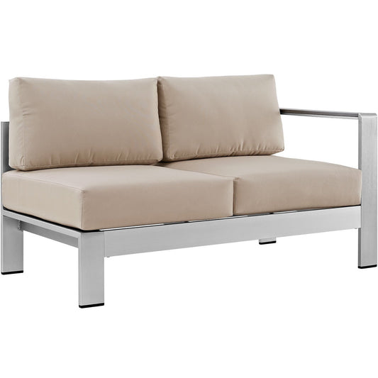 Modway Outlet Shore Right-Arm Corner Sectional Outdoor Patio Aluminum Loveseat by Modway  Outdoor Furniture Furniture Silver Beige - EEI-2262-SLV-BEI