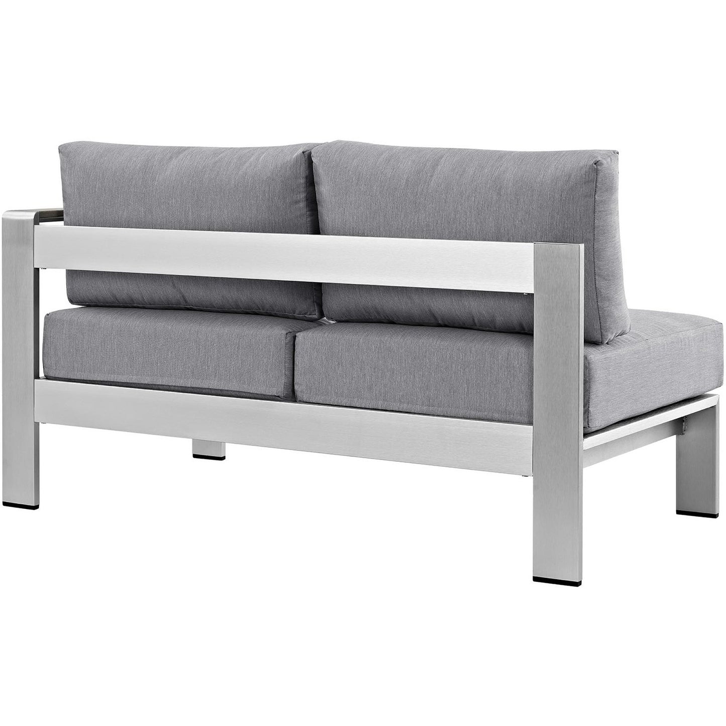 Modway - Shore Right-Arm Corner Sectional Outdoor Patio Aluminum Loveseat by Modway  Outdoor Furniture Sofa Sectionals Gray - EEI-2262-SLV-GRY