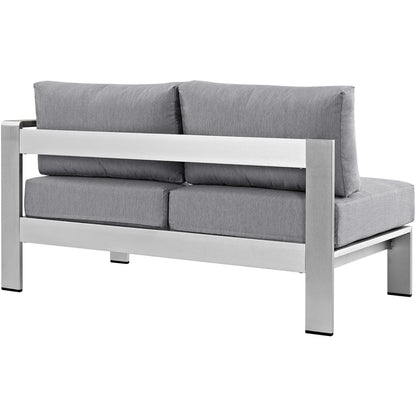 Modway - Shore Right-Arm Corner Sectional Outdoor Patio Aluminum Loveseat by Modway  Outdoor Furniture Sofa Sectionals Gray - EEI-2262-SLV-GRY