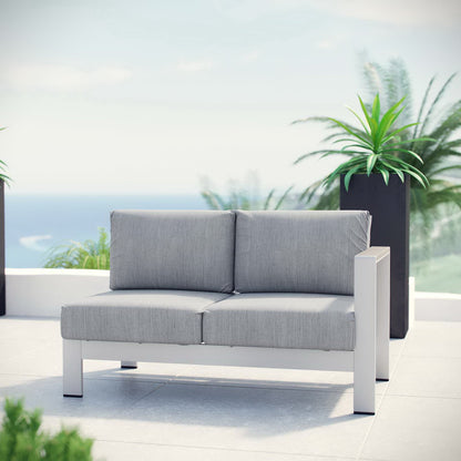 Modway - Shore Right-Arm Corner Sectional Outdoor Patio Aluminum Loveseat by Modway  Outdoor Furniture Sofa Sectionals Gray - EEI-2262-SLV-GRY