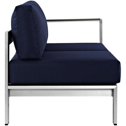 Modway - Shore Right-Arm Corner Sectional Outdoor Patio Aluminum Loveseat by Modway  Outdoor Furniture Sofa Sectionals Blue - EEI-2262-SLV-NAV