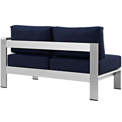 Modway - Shore Right-Arm Corner Sectional Outdoor Patio Aluminum Loveseat by Modway  Outdoor Furniture Sofa Sectionals Blue - EEI-2262-SLV-NAV
