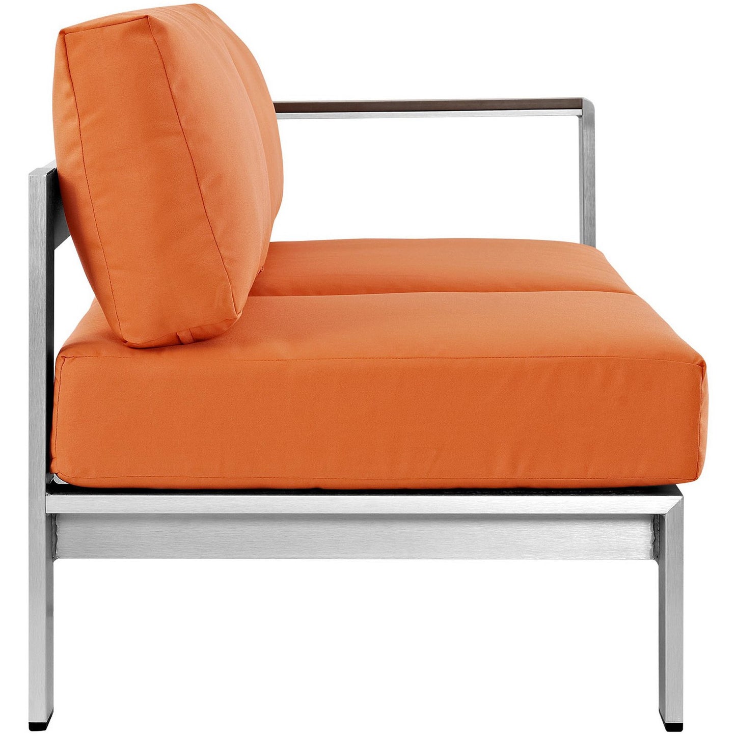 Modway Outlet Shore Right-Arm Corner Sectional Outdoor Patio Aluminum Loveseat by Modway  Outdoor Furniture Furniture Silver Orange - EEI-2262-SLV-ORA