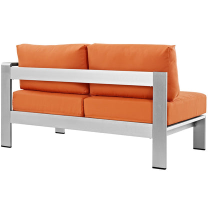 Modway Outlet Shore Right-Arm Corner Sectional Outdoor Patio Aluminum Loveseat by Modway  Outdoor Furniture Furniture Silver Orange - EEI-2262-SLV-ORA
