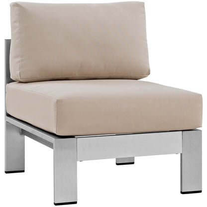 Modway Outlet Shore Armless Outdoor Patio Aluminum Chair by Modway  Outdoor Furniture Furniture Silver Beige - EEI-2263-SLV-BEI