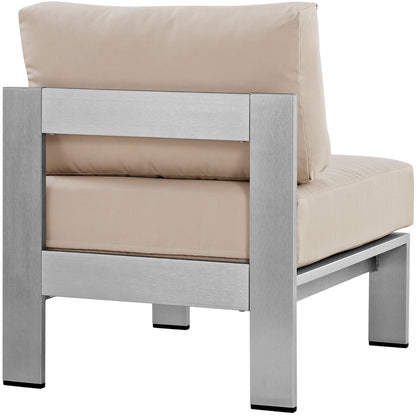 Modway Outlet Shore Armless Outdoor Patio Aluminum Chair by Modway  Outdoor Furniture Furniture Silver Beige - EEI-2263-SLV-BEI