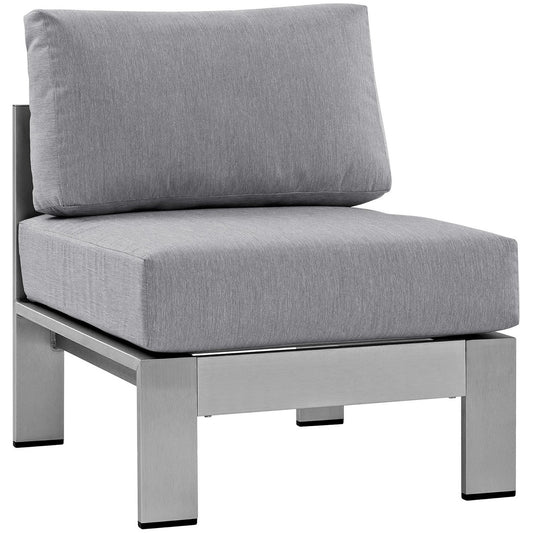 Modway - Shore Armless Outdoor Patio Aluminum Chair by Modway  Outdoor Furniture Sofa Sectionals Gray - EEI-2263-SLV-GRY