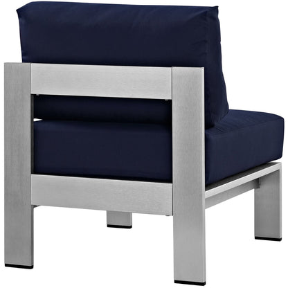 Modway - Shore Armless Outdoor Patio Aluminum Chair by Modway  Outdoor Furniture Sofa Sectionals Blue - EEI-2263-SLV-NAV