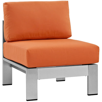 Modway Outlet Shore Armless Outdoor Patio Aluminum Chair by Modway  Outdoor Furniture Furniture Silver Orange - EEI-2263-SLV-ORA
