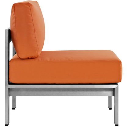Modway Outlet Shore Armless Outdoor Patio Aluminum Chair by Modway  Outdoor Furniture Furniture Silver Orange - EEI-2263-SLV-ORA