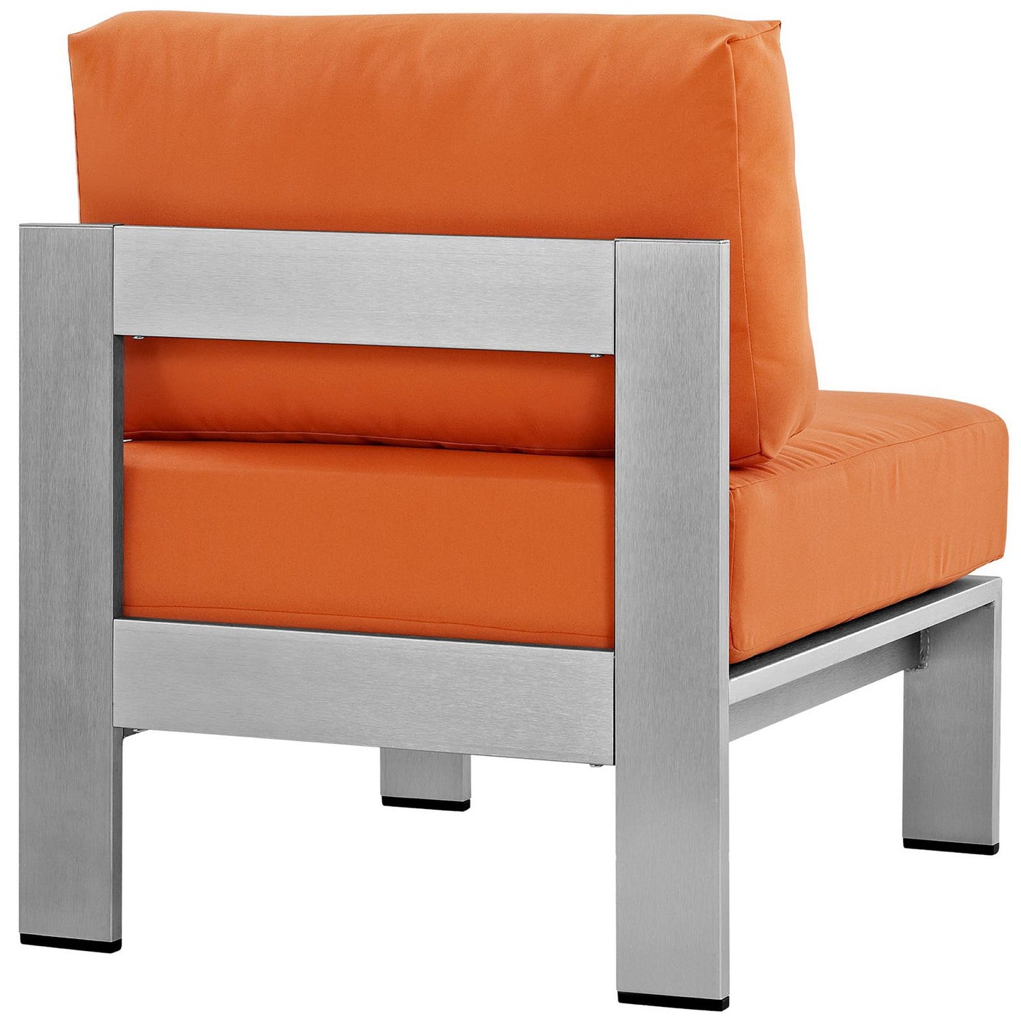 Modway Outlet Shore Armless Outdoor Patio Aluminum Chair by Modway  Outdoor Furniture Furniture Silver Orange - EEI-2263-SLV-ORA