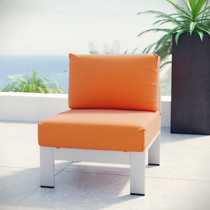 Modway Outlet Shore Armless Outdoor Patio Aluminum Chair by Modway  Outdoor Furniture Furniture Silver Orange - EEI-2263-SLV-ORA