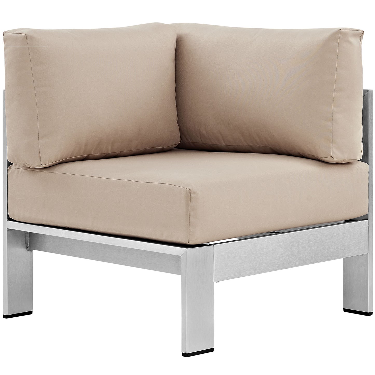 Modway Outlet Shore Outdoor Patio Aluminum Corner Sofa by Modway  Outdoor Furniture Furniture Silver Beige - EEI-2264-SLV-BEI
