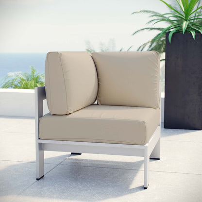 Modway Outlet Shore Outdoor Patio Aluminum Corner Sofa by Modway  Outdoor Furniture Furniture Silver Beige - EEI-2264-SLV-BEI