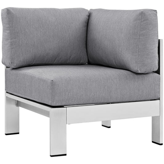 Modway - Shore Outdoor Patio Aluminum Corner Sofa by Modway  Outdoor Furniture Sofa Sectionals Gray - EEI-2264-SLV-GRY