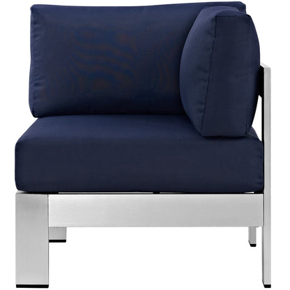 Modway - Shore Outdoor Patio Aluminum Corner Sofa by Modway  Outdoor Furniture Sofa Sectionals Gray - EEI-2264-SLV-NAV