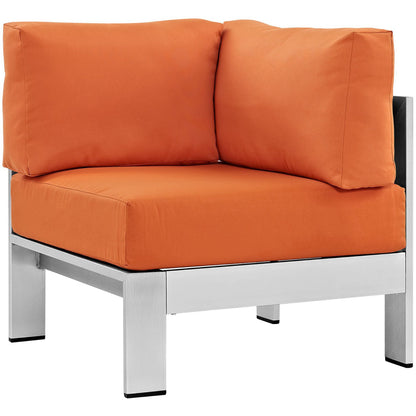 Modway Outlet Shore Outdoor Patio Aluminum Corner Sofa by Modway  Outdoor Furniture Furniture Silver Orange - EEI-2264-SLV-ORA
