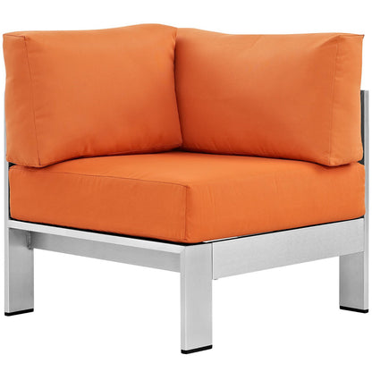 Modway Outlet Shore Outdoor Patio Aluminum Corner Sofa by Modway  Outdoor Furniture Furniture Silver Orange - EEI-2264-SLV-ORA