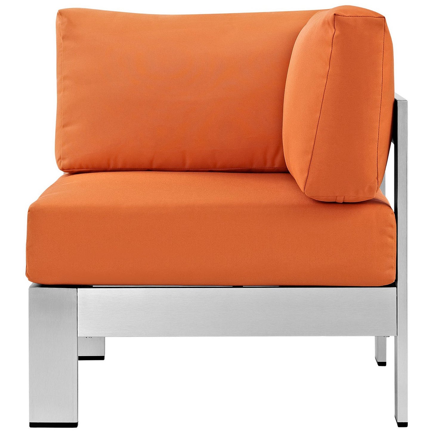 Modway Outlet Shore Outdoor Patio Aluminum Corner Sofa by Modway  Outdoor Furniture Furniture Silver Orange - EEI-2264-SLV-ORA