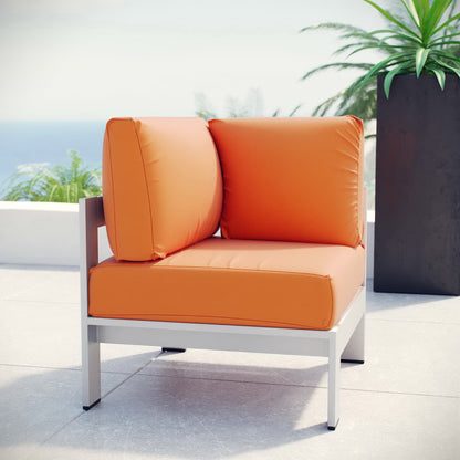 Modway Outlet Shore Outdoor Patio Aluminum Corner Sofa by Modway  Outdoor Furniture Furniture Silver Orange - EEI-2264-SLV-ORA