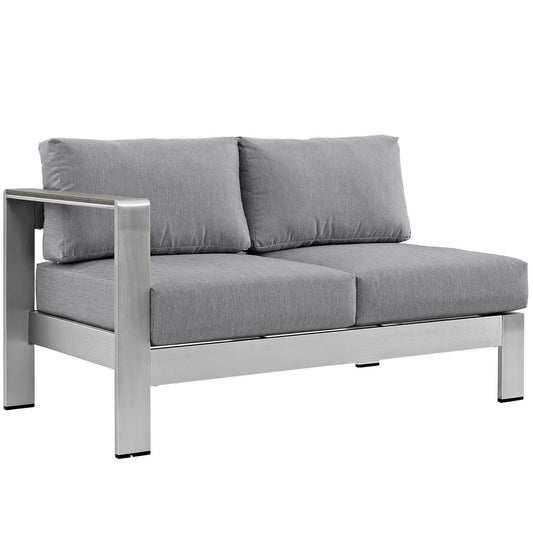 Modway - Shore Left-Arm Corner Sectional Outdoor Patio Aluminum Loveseat by Modway  Outdoor Furniture Sofa Sectionals Gray - EEI-2265-SLV-GRY