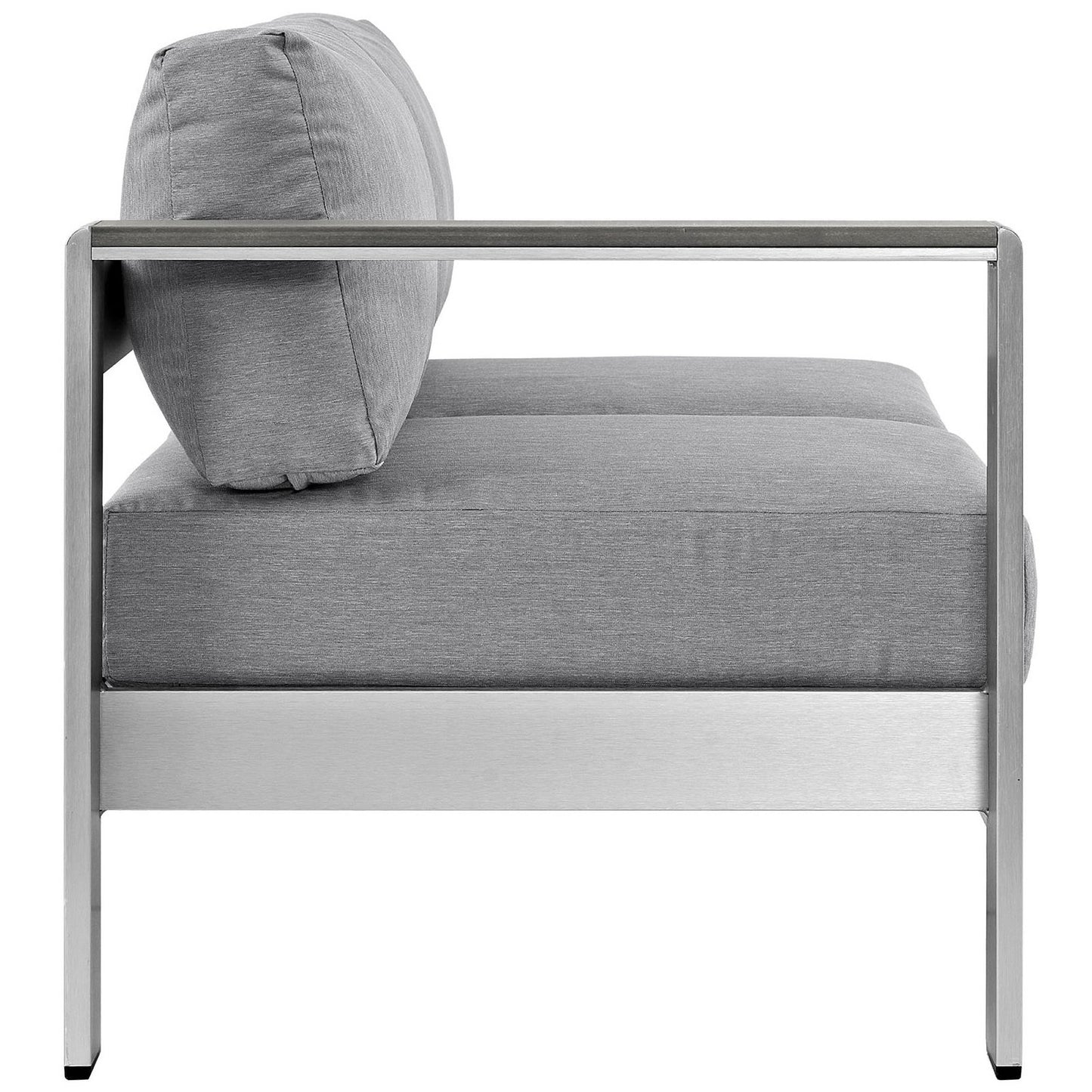 Modway - Shore Left-Arm Corner Sectional Outdoor Patio Aluminum Loveseat by Modway  Outdoor Furniture Sofa Sectionals Gray - EEI-2265-SLV-GRY