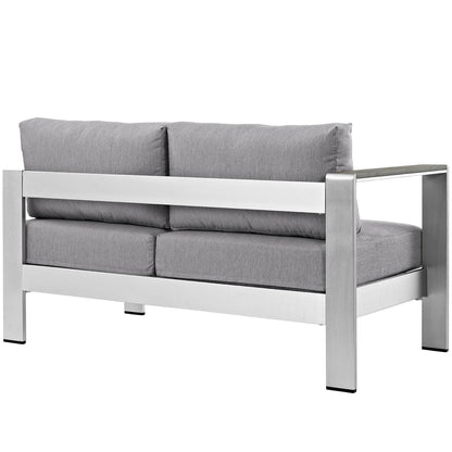 Modway - Shore Left-Arm Corner Sectional Outdoor Patio Aluminum Loveseat by Modway  Outdoor Furniture Sofa Sectionals Gray - EEI-2265-SLV-GRY