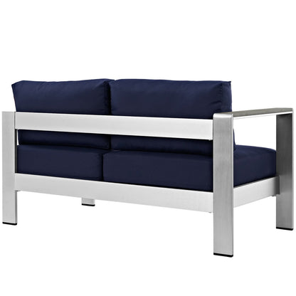 Modway - Shore Left-Arm Corner Sectional Outdoor Patio Aluminum Loveseat by Modway  Outdoor Furniture Sofa Sectionals Blue - EEI-2265-SLV-NAV