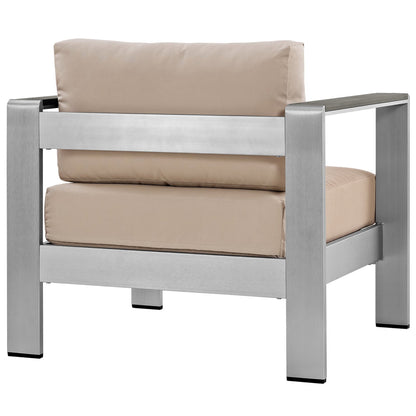 Modway - Shore Outdoor Patio Aluminum Armchair by Modway  Outdoor Furniture Sofa Sectionals Brown - EEI-2266-SLV-BEI