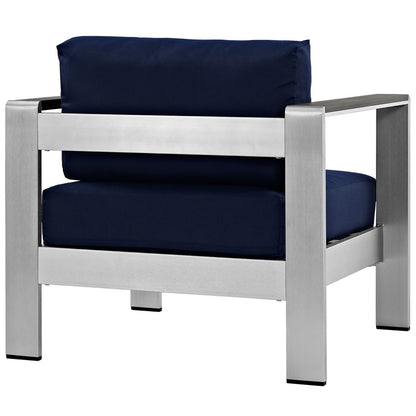 Modway - Shore Outdoor Patio Aluminum Armchair by Modway  Outdoor Furniture Sofa Sectionals Blue - EEI-2266-SLV-NAV