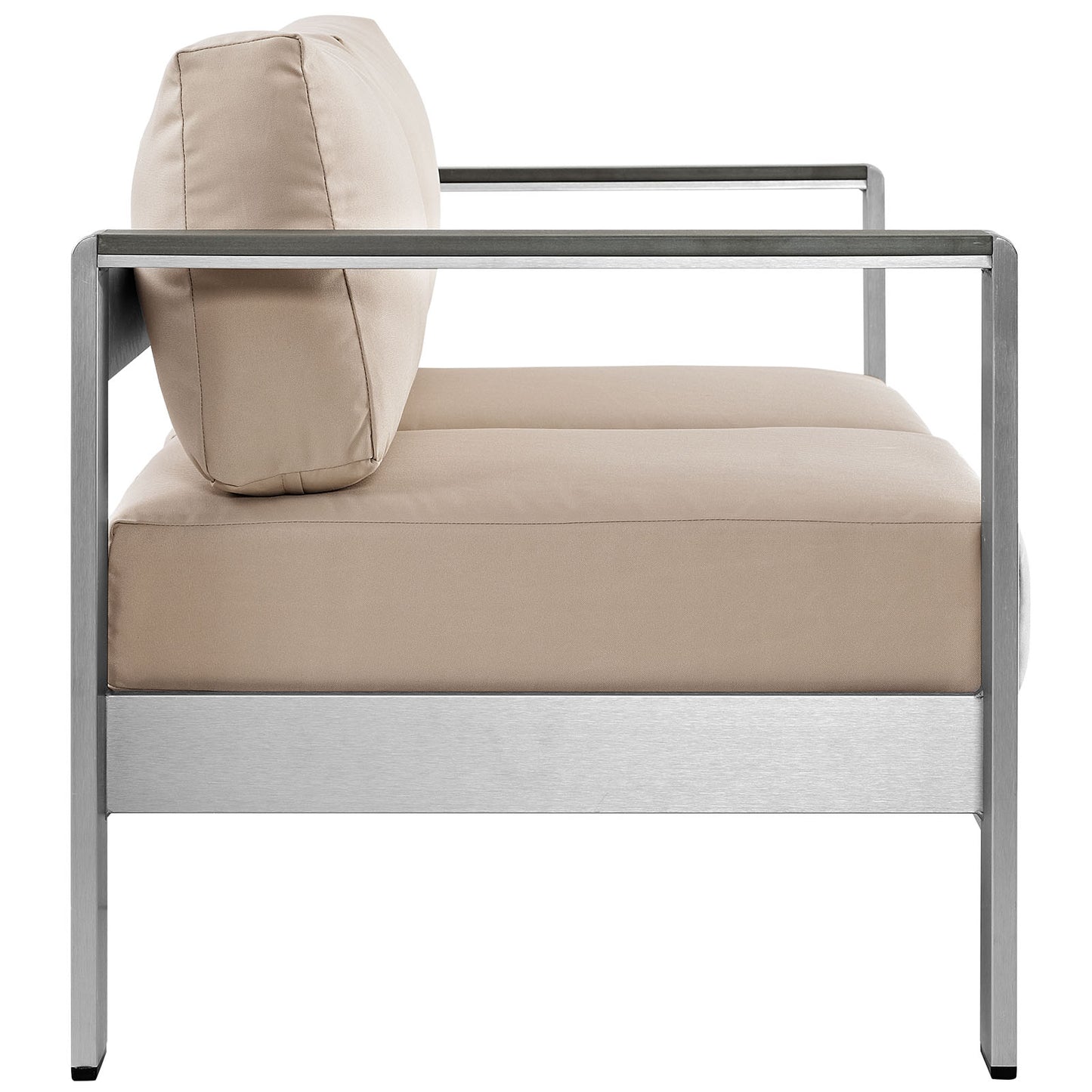 Modway Outlet Shore Outdoor Patio Aluminum Loveseat by Modway  Outdoor Furniture Furniture Silver Beige - EEI-2267-SLV-BEI