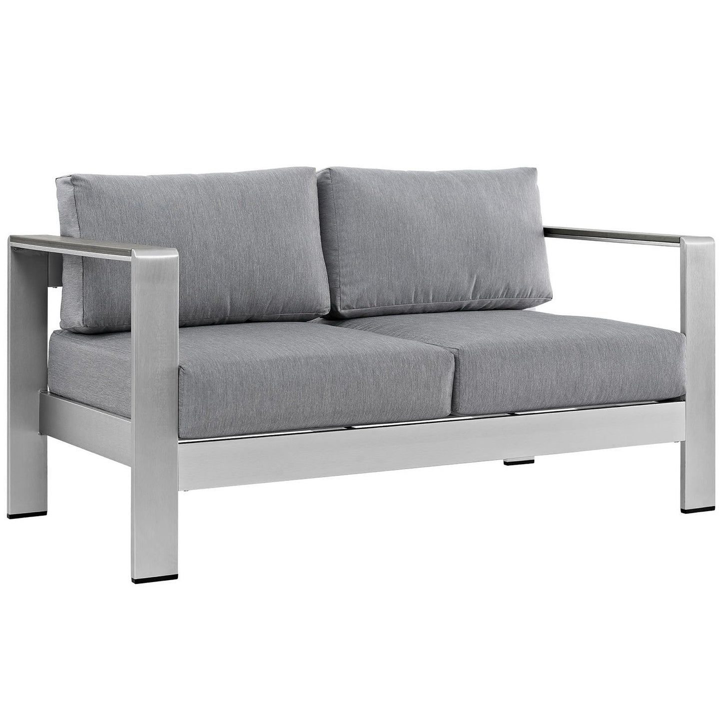 Modway - Shore Outdoor Patio Aluminum Loveseat by Modway  Outdoor Furniture Sofa Sectionals Gray - EEI-2267-SLV-GRY