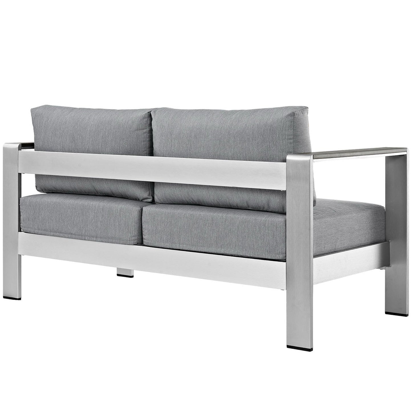 Modway - Shore Outdoor Patio Aluminum Loveseat by Modway  Outdoor Furniture Sofa Sectionals Gray - EEI-2267-SLV-GRY