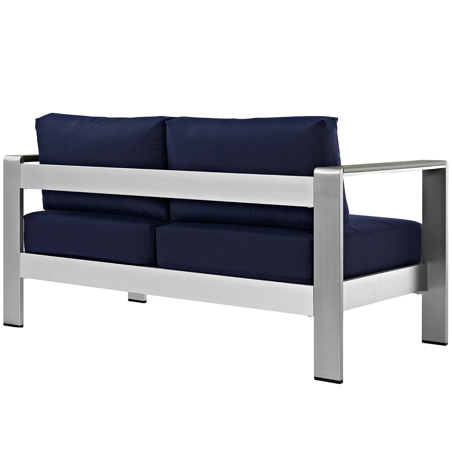Modway - Shore Outdoor Patio Aluminum Loveseat by Modway  Outdoor Furniture Sofa Sectionals Blue - EEI-2267-SLV-NAV